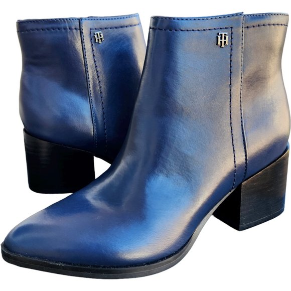 Tommy Hilfiger Shoes - NEW Tommy Hilfiger Jetz 2 Dark Blue Ankle Booties Womens Size 7M Faux Leather